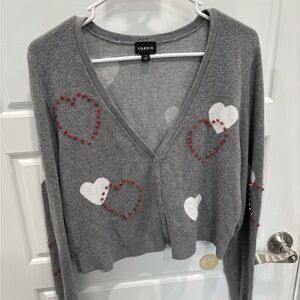 Torrid Gray Heart Embellished Women's Sweater